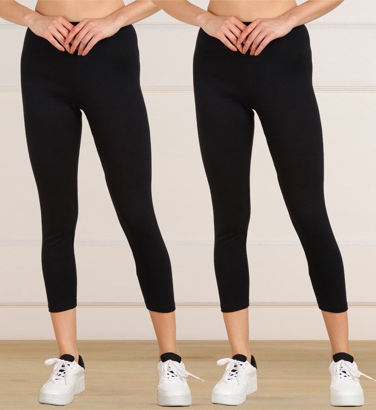 Women Black 3/4th/Calf Length Tights