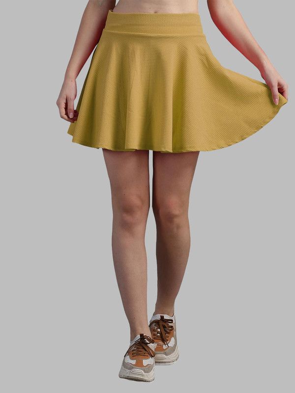 Women Solid Flared Beige Skirt