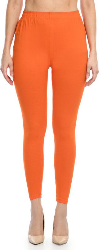24Hour Fashion Ankle Length Western Wear Legging  (Orange, Solid)
