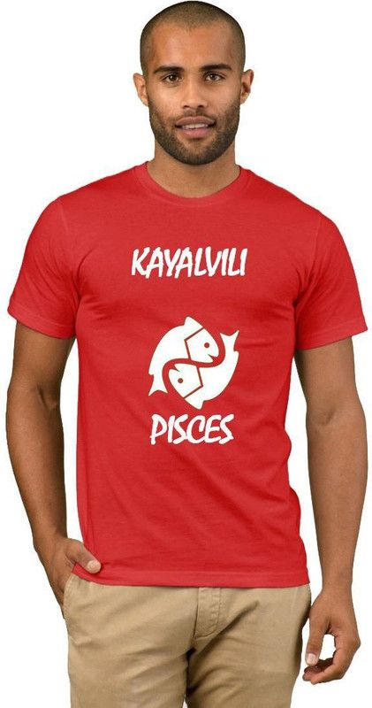 Kayalvili Zodiac Pisces Style Fashion V02 Men Printed Round Neck Cotton Blend Red T-Shirt