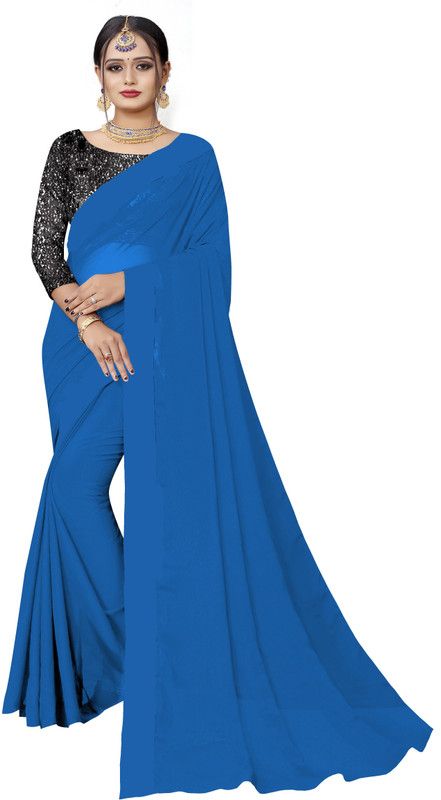 Embellished Bollywood Georgette Saree  (Pack of 2, Light Blue)