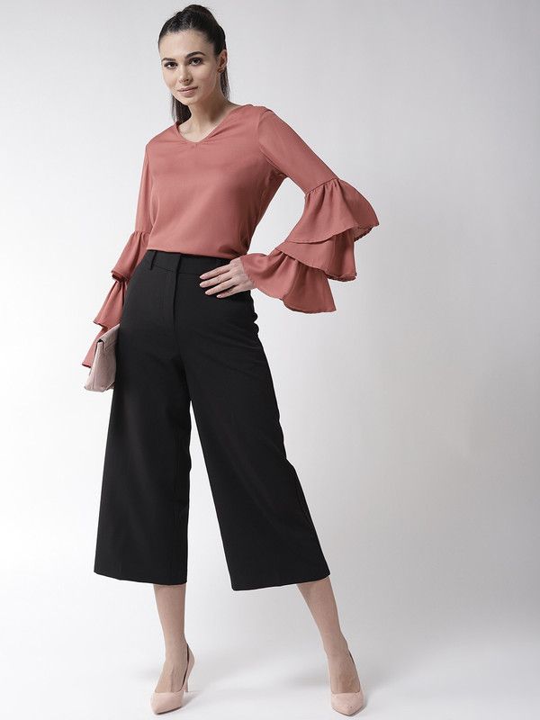 Casual Layered Solid Women Pink Top