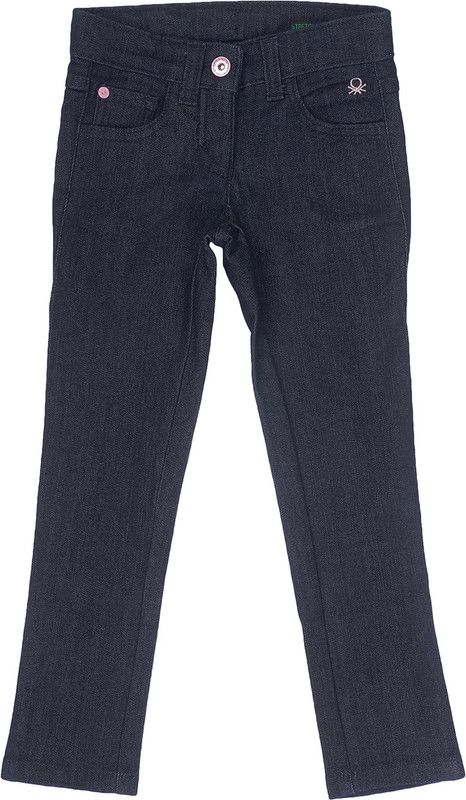 Girls Regular Fit Black Cotton Blend Trousers