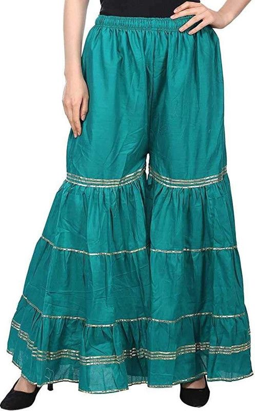 Women Regular Fit Dark Green Pure Cotton Trousers