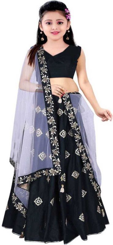 Vest For Girls Georgette  (Black, Pack of 1)