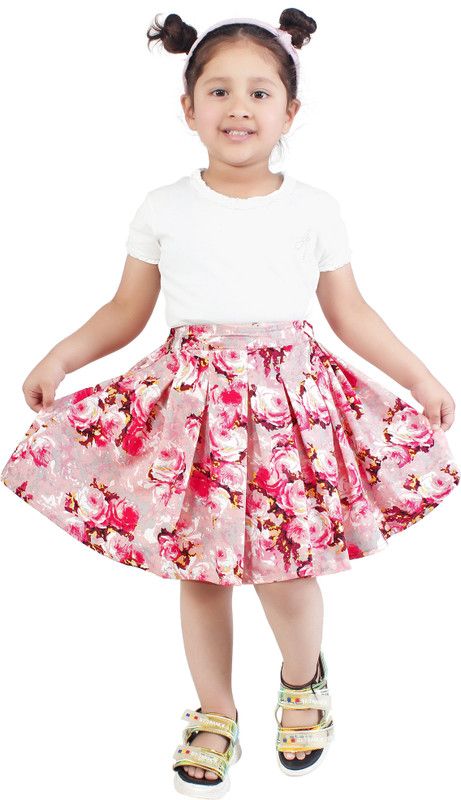 Girls Polka Print Regular Pink Skirt