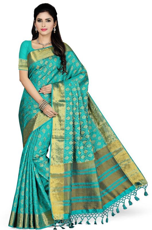 Self Design Bollywood Art Silk Saree  (Light Blue)