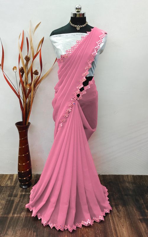 Embroidered Bollywood Pure Cotton Saree  (Multicolor)