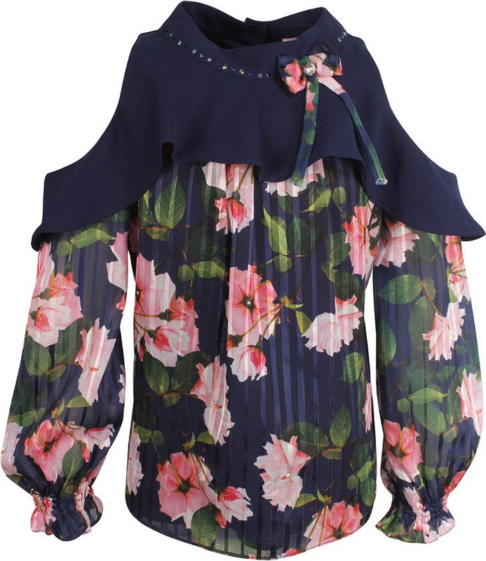 Girls Party Poly Georgette Full Sleeve Top  (Multicolor, Pack of 1)