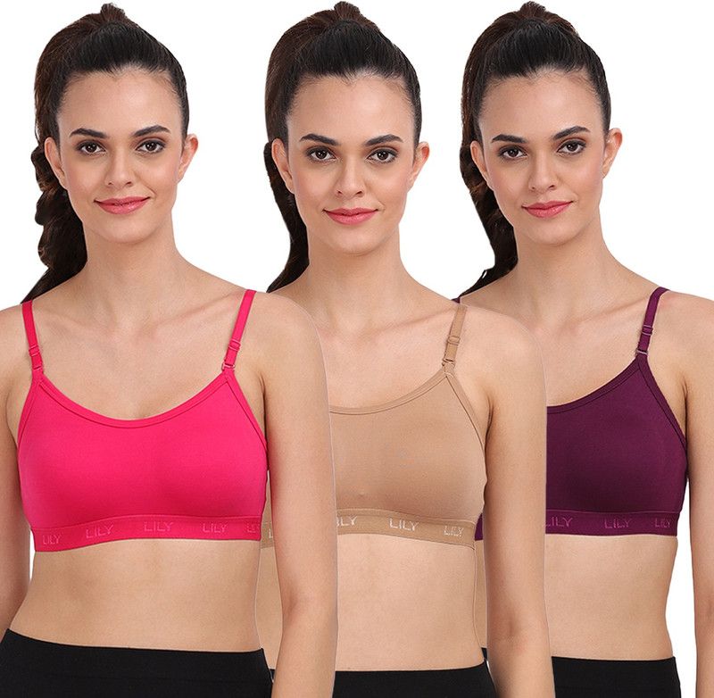 Lily Non Padded Sports Bra Women Sports Non Padded Bra  (Multicolor)