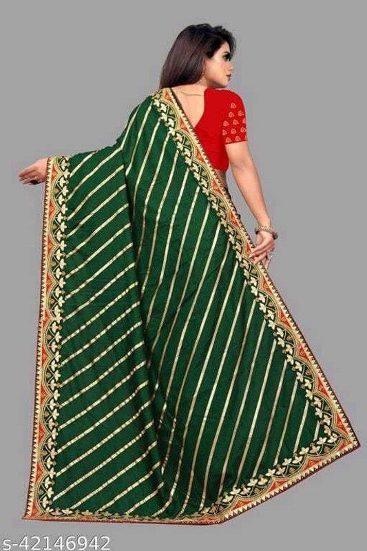 Striped Leheria Silk Blend Saree  (Pack of 2, Green)