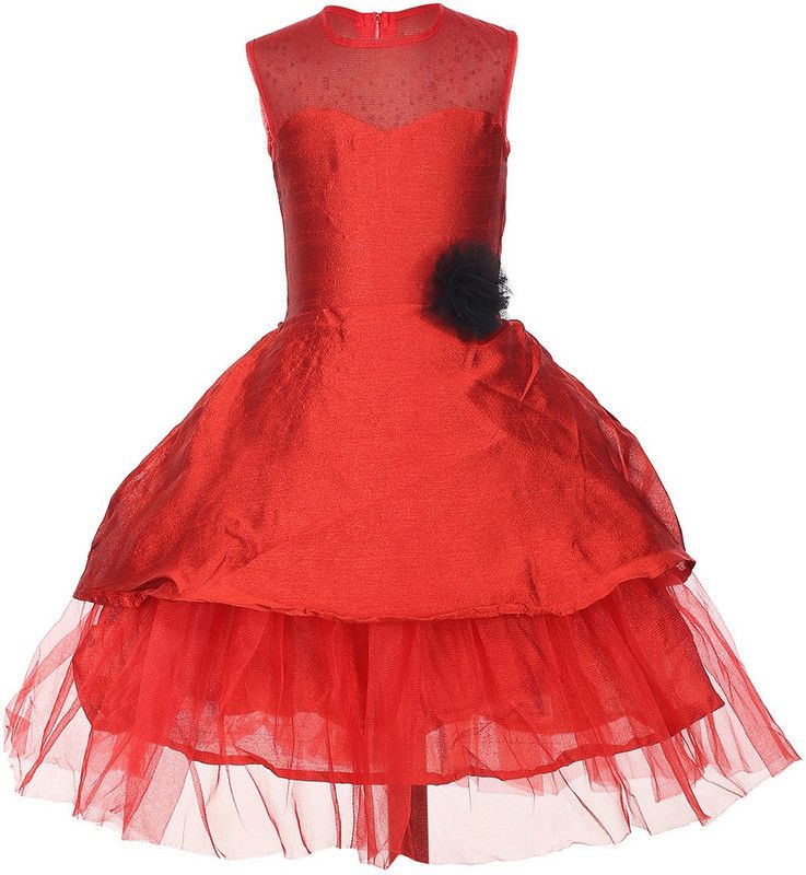 Disney Princess Girls Midi/Knee Length Party Dress  (Red, Sleeveless)