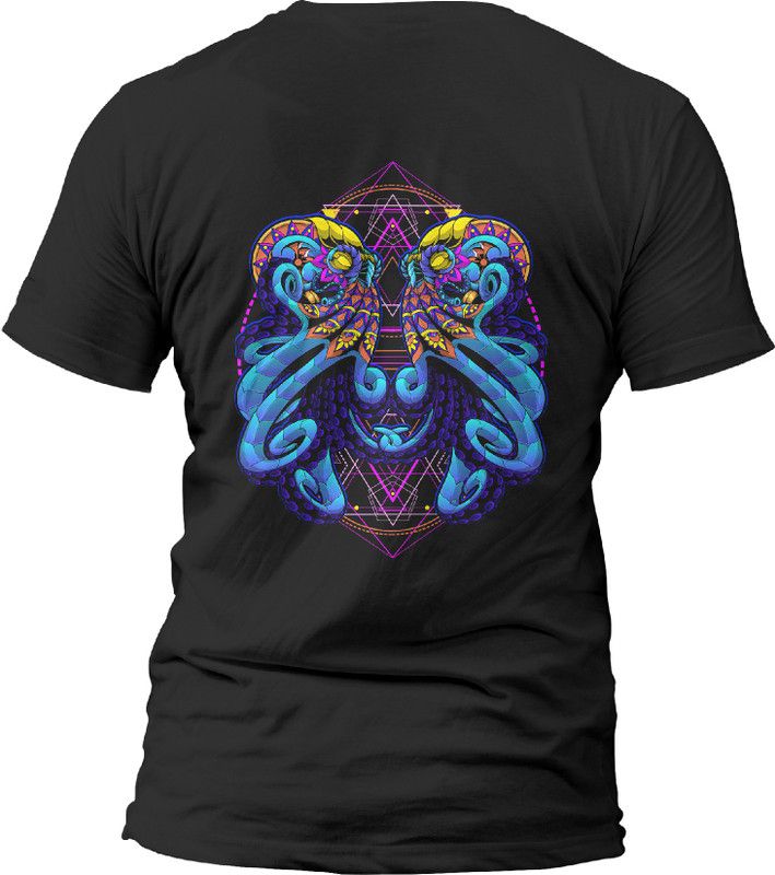 T-shirt Black Unisex Regular Fit Octokingdom Men Graphic Print Round Neck Cotton Blend Black T-Shirt