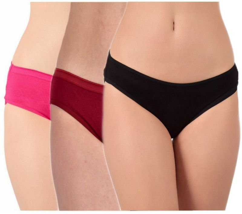 Pack of 3 Women Hipster Red, Black, Pink Panty