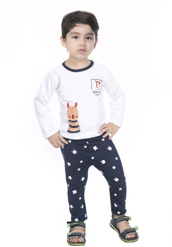 Baby Boys Casual T-shirt Pant  (Dark Blue)