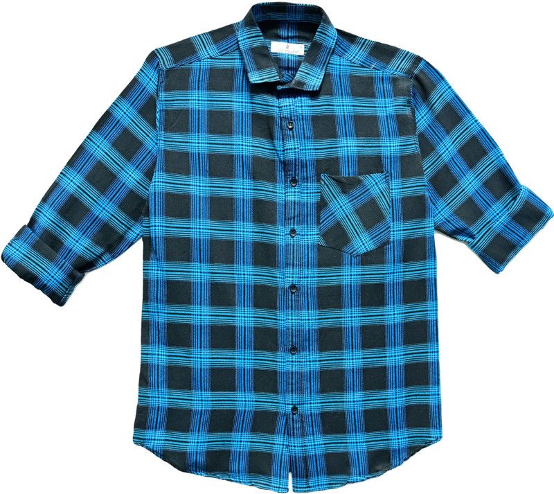 Men Checkered Casual Blue, Black Shirt