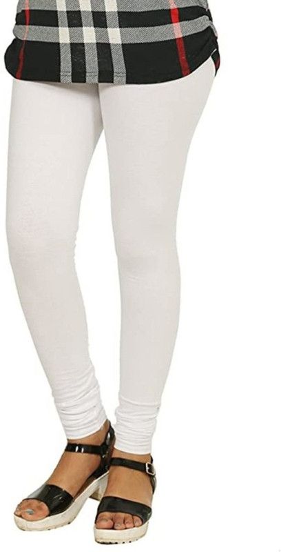 ADJ Churidar Ethnic Wear Legging  (White, Solid)