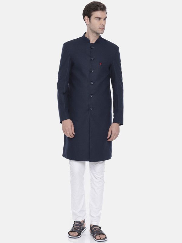 The Indian Garage Co. TIG-SHER3-05-Navy Solid Sherwani