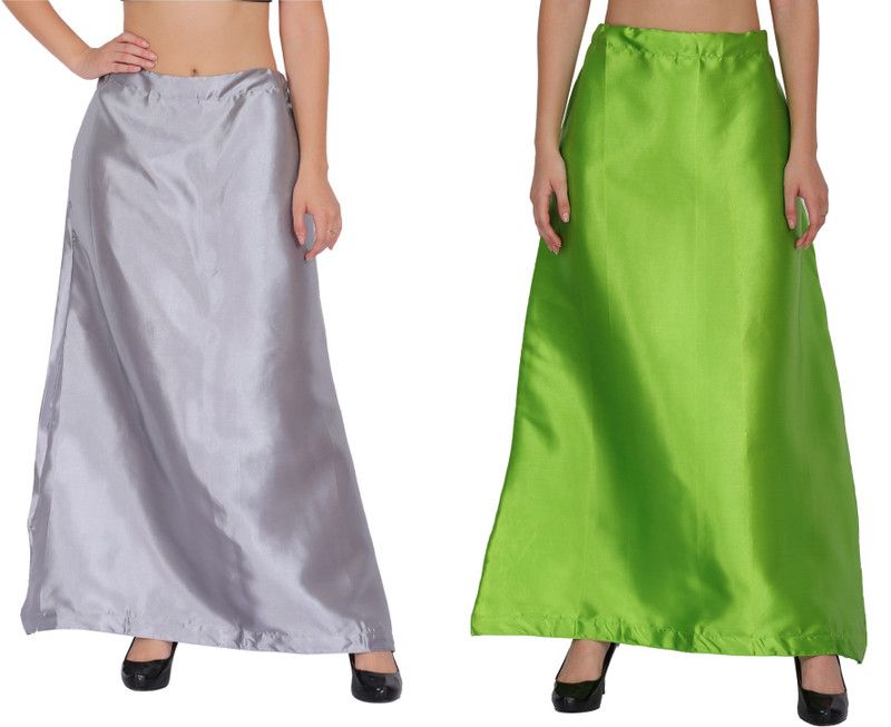 WO AI NI PT01-PT12-Grey-LeafGreen Satin Blend Petticoat  (Free)