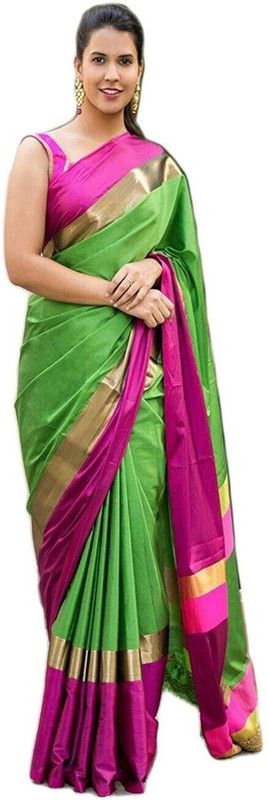 Self Design Bollywood Tussar Silk, Cotton Linen Saree  (Multicolor)