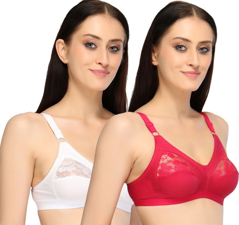 Pack of 2 Women Push-up Non Padded Bra  (White, Red)