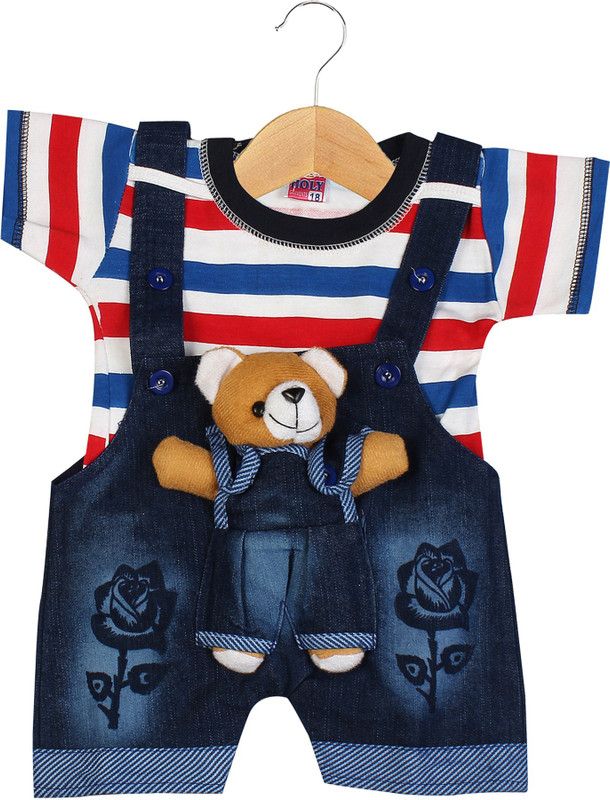 Dungaree For Baby Boys & Baby Girls Casual Solid Cotton Blend  (Blue, Pack of 1)