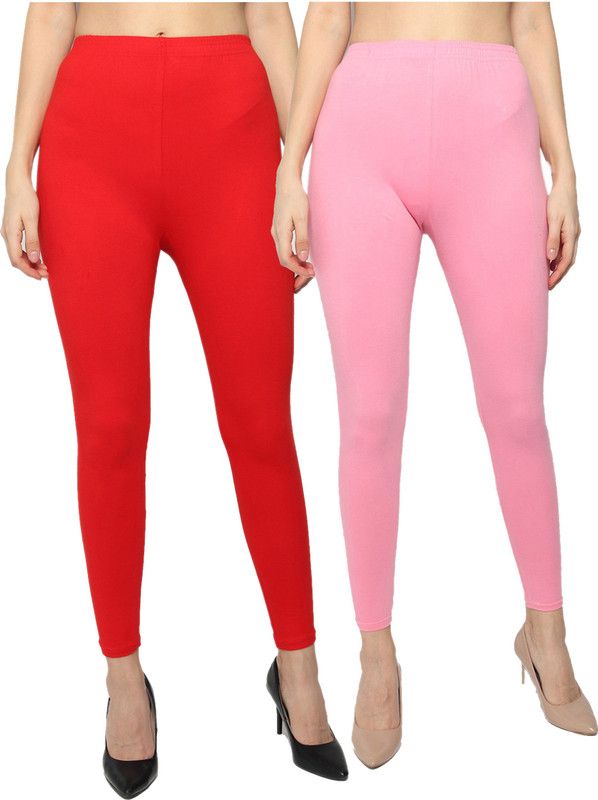 KEXCART Ankle Length Ethnic Wear Legging  (Red, Pink, Solid)