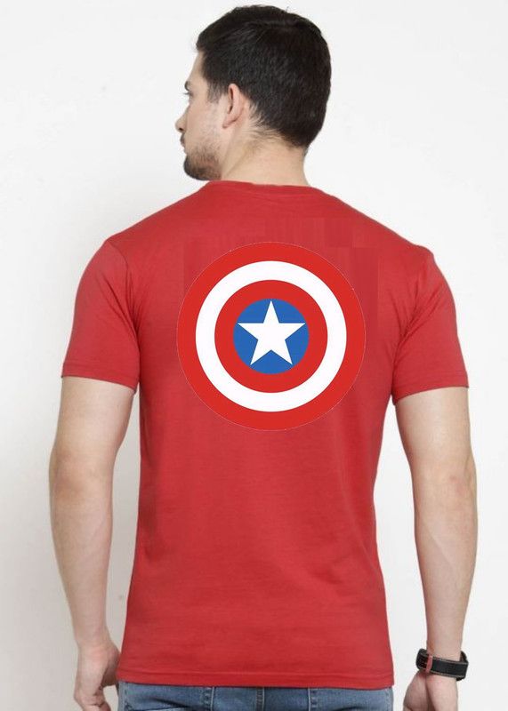 Black Side Printed New 100% Cotton T shirt USA ROUND SAMBOL Men Printed Round Neck Cotton Blend Red T-Shirt