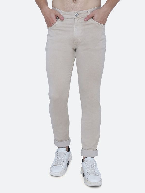 Men Regular Mid Rise Orange Jeans