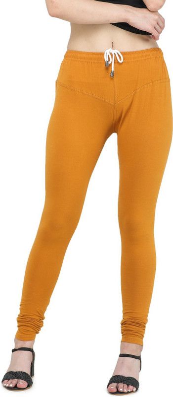 Femies Churidar Ethnic Wear Legging  (Yellow, Solid)