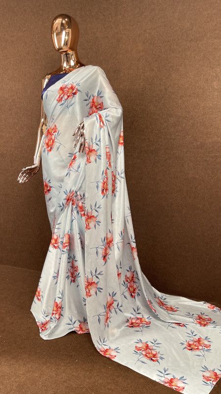 Striped Bollywood Satin Saree  (Multicolor)