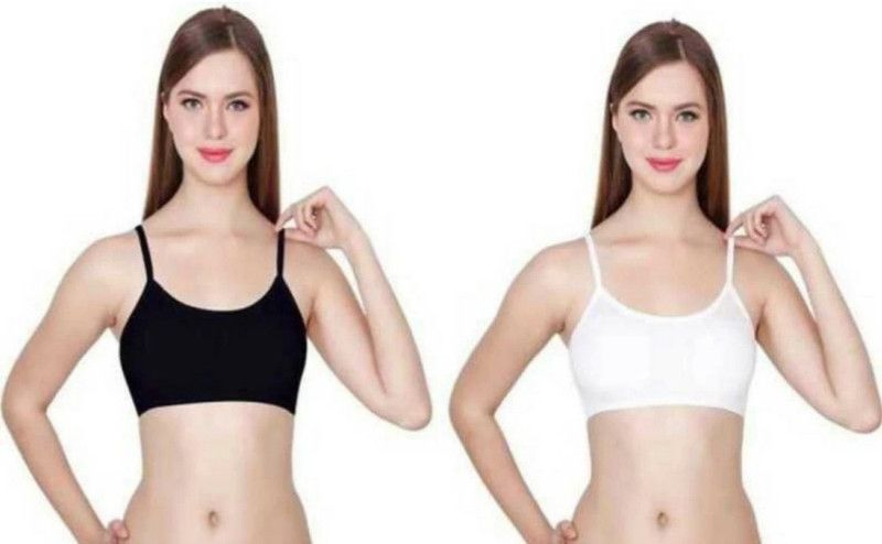Pack of 2 Women Bralette Lightly Padded Bra  (Black, Blue)