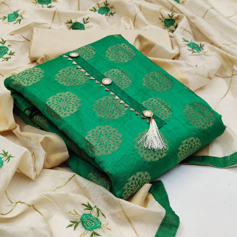 Unstitched Jacquard Salwar Suit Material Printed