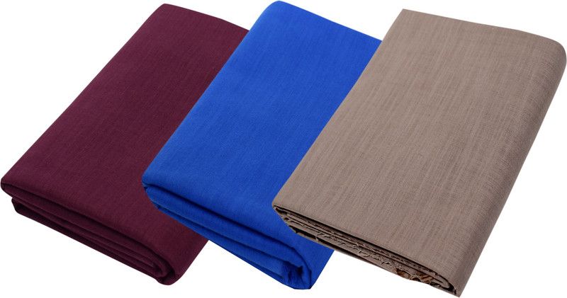 Unstitched Cotton Blend Shirt Fabric Solid, Self Design