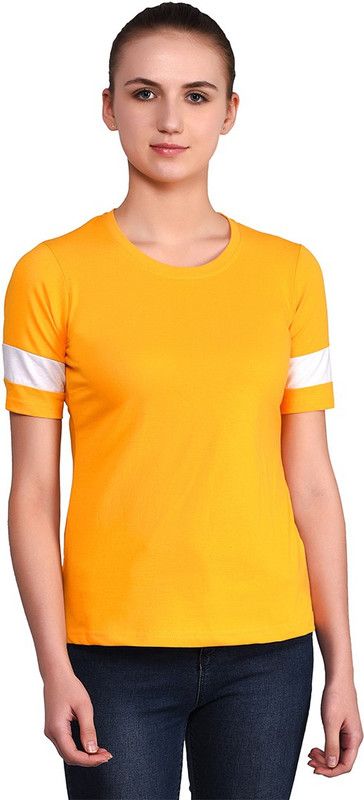 Color Block Women Yellow T-Shirt