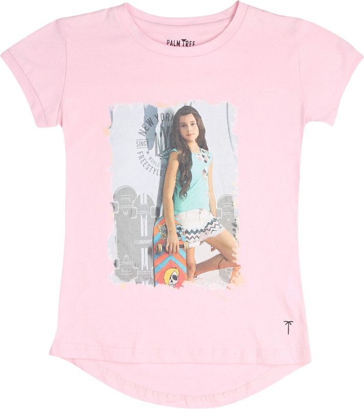 Girls Casual Cotton Blend Knit Top  (Pink, Pack of 1)