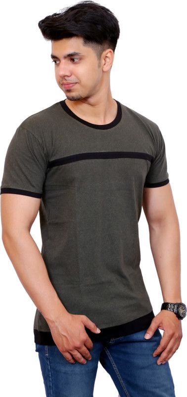 Color Block Men Brown T-Shirt