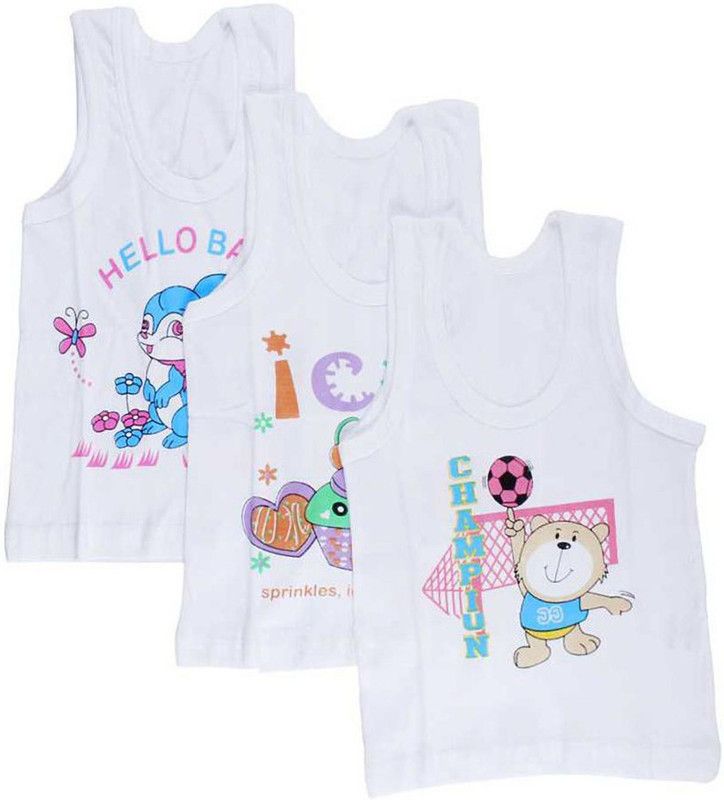 Vest For Baby Boys & Baby Girls Cotton Blend  (White, Pack of 3)
