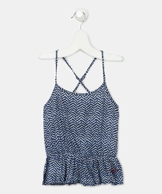 Girls Casual Cotton Rayon Blend Peplum Top  (Blue, Pack of 1)