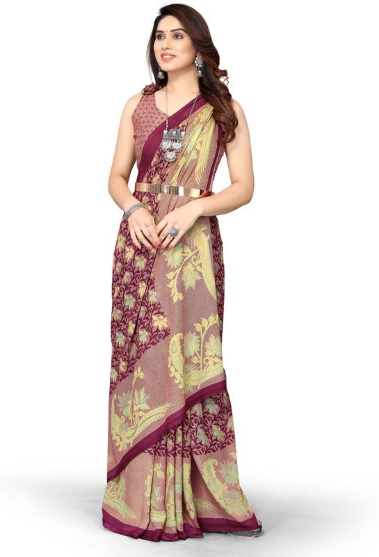 Printed, Digital Print Bollywood Georgette Saree  (Purple)