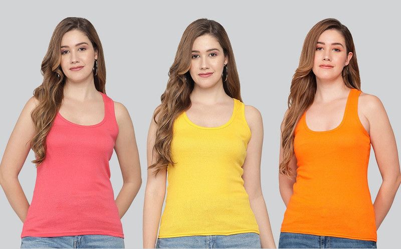Women Pink, Orange, Yellow Tank Top/Vest