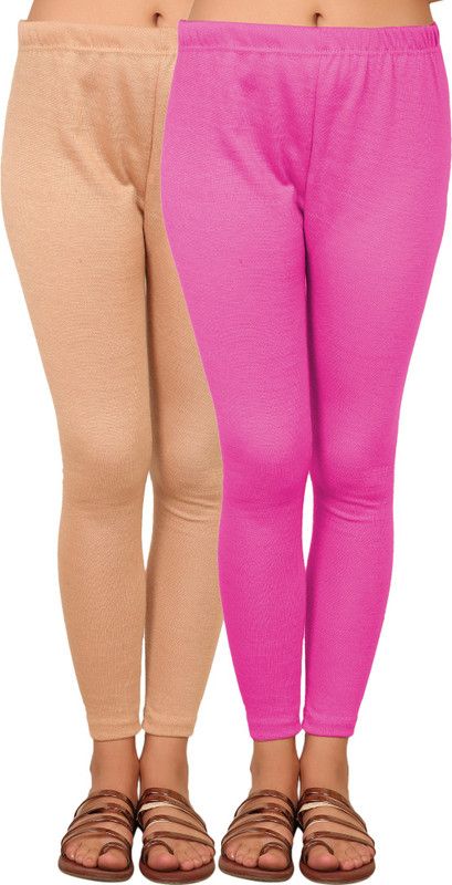 A4S Ankle Length Ethnic Wear Legging  (Pink, Beige, Solid)