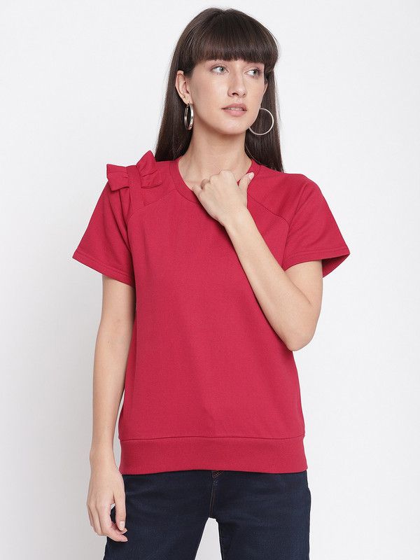 Women Half Sleeve Solid Sweatshirt