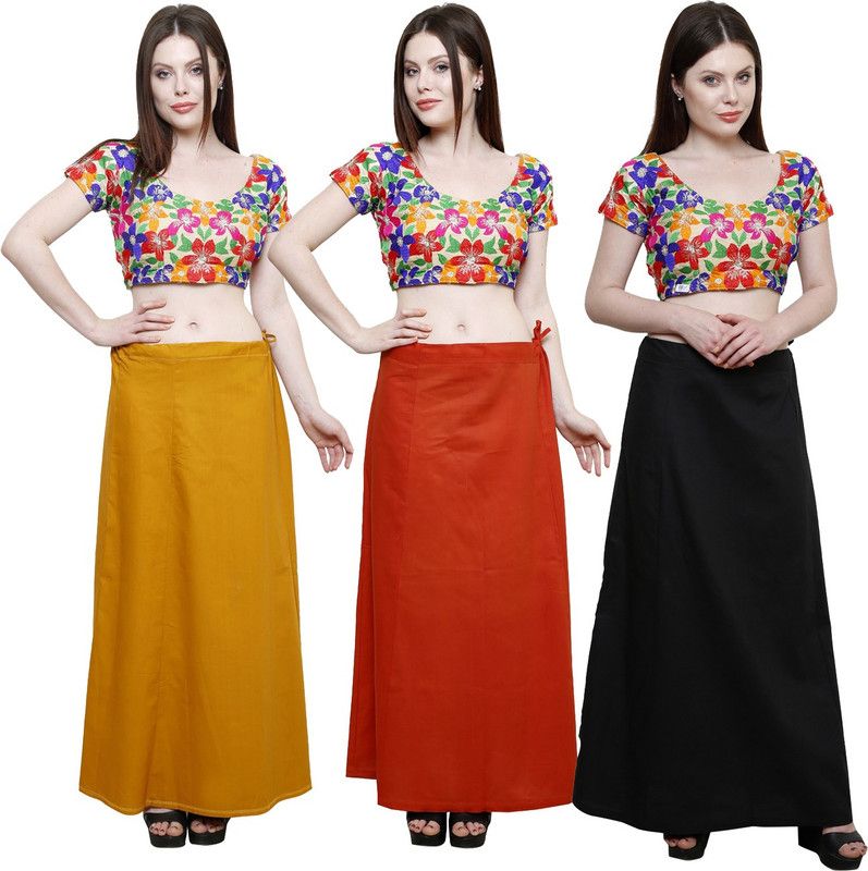 Pistaa Mustered, Mango and Black Cotton Blend Petticoat  (XL)