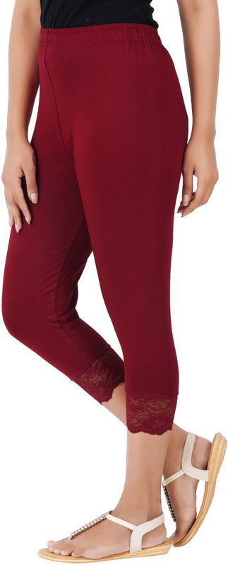 Capri Leggings Women Red Capri