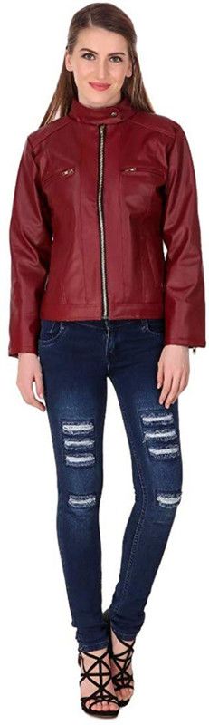 Leather jacket For Women and Girls Women Textured Leather Jacket