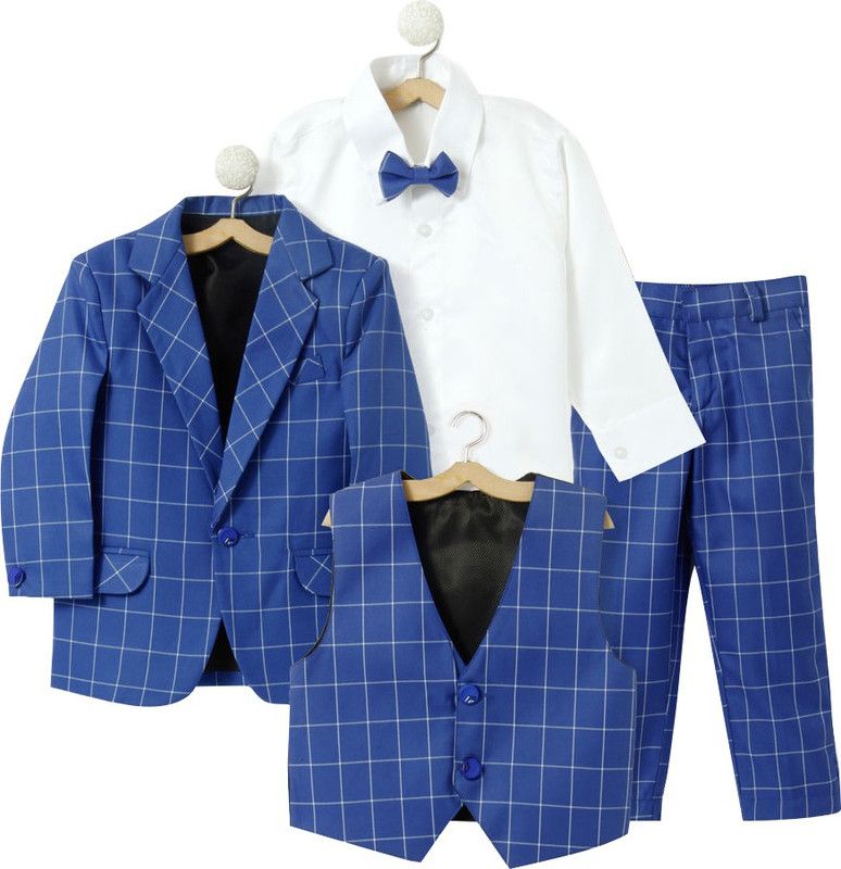 Boys Casual Shirt Pant, Blazer  (Blue)