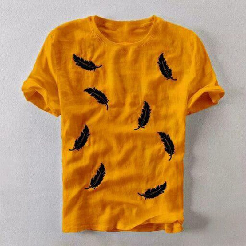 Graphic Print Men Yellow, Black T-Shirt