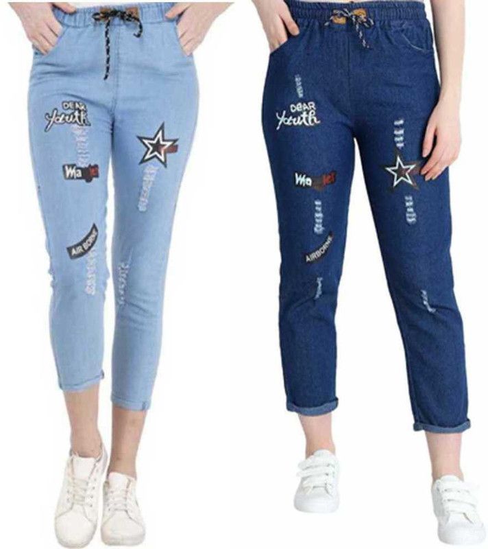 Women Slim Low Rise Dark Blue Jeans  (Pack of 2)