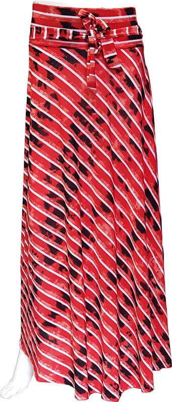 Women Striped Regular Red, White Skirt